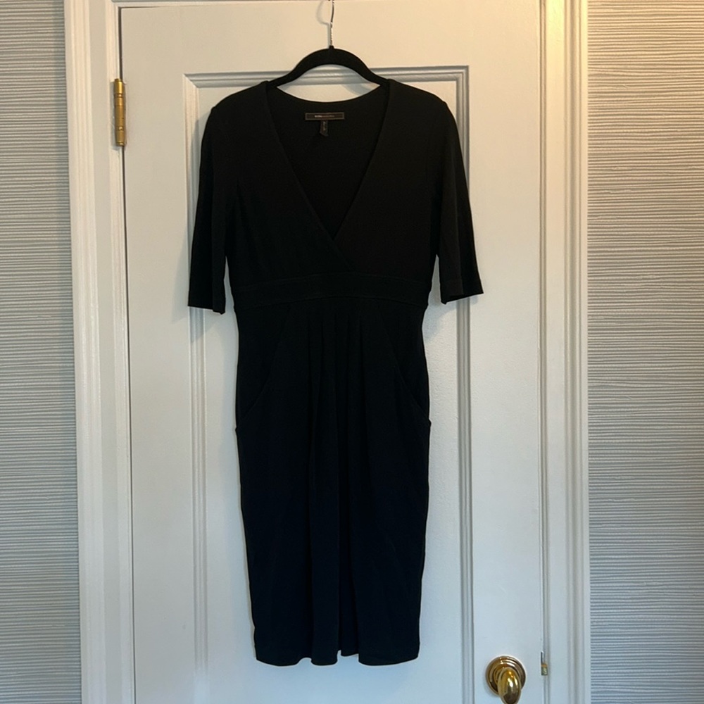 BCBG Maxazria black V neck dress size small